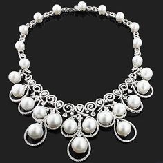 Item Code: 802089&#44 Designer Pearl Necklace, Mens Diamond Earrings, Buy Pearls, Pearl Necklace Designs, Pearl And Diamond Necklace, Jewelry Rings Diamond, Old Jewelry, Women Diamond, Stunning Jewellery