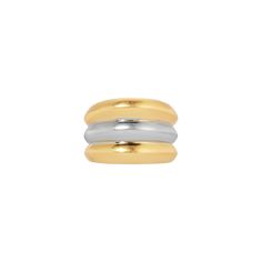 Our idea of the perfect cigar band, tapered for a comfort fit in a mixed metal finish. Brass with 14k Yellow Gold and Antique Silver Overlay Tapered Comfort Fit Design Ring measures approximately 0.6" at widest point Available in Size 7 and 8 Gold Stackable Thick Band, Timeless Double Band Gold Bands, Timeless Gold Double Band, Classic White Gold Double Band, Gold Double Band Formal Bands, Gold Double Band Stackable Rings With Polished Finish, Gold Double Band For Formal Occasions, Element Necklace, Crown Necklace