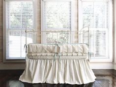 Ivory + Mist | Farmhouse Tailored Crib Bedding Set Luxury Crib Bedding, Neutral Nursery Bedding, Crib Bumper Pads, Baby Girl Crib Bedding Sets, Crib Bumpers, Bed Bumper, Bumper Pads For Cribs, Girl Crib Bedding Sets, Crib Bedding Boy