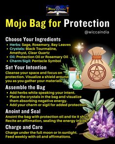 Looking for a simple way to protect your energy and space? Craft your own Mojo Bag for Protection with herbs, crystals, and magickal intent. Carry it with you or place it in your home for added security and peace. 🌿🔮  🔑 Key Ingredients: 🧙‍♀️ Sage for cleansing 💜 Amethyst for spiritual protection 🖤 Black Tourmaline for absorbing negativity 🌟 A pentacle charm to seal in the power  Anoint, charge, and care for your bag, and let it be your magickal shield! 🛡️ How do you protect your energy? Let me know in the comments! 👇 Protection Satchel Witchcraft, Protection Bag Witchcraft, Protection Charm Bag, Mojo Bags Hoodoo, Mojo Bags How To Make, Protection Spell Bag, Witches Herbs, Spell Witchcraft