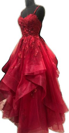 Red Lace Long Prom Dresses Lace Long Prom Dress, Red Prom Dress Long, Prom Dresses Red, Lace Prom Dress, Red Evening Dress, Beaded Prom Dress, Long Prom Dresses, Dresses Red, Tulle Prom Dress