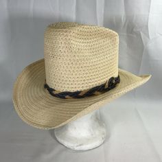 The Roundup Straw Curl Cowboy Western Ranch Hat Vintage 6 3/4 Sm 21.5" Very Good Clean Preowned Condition. Looks Unworn. Summer Panama Hat For Rodeo With Flat Bill, Summer Straw Hat With Flat Bill For Ranch, Western Flat Bill Hat For The Beach, Western Flat Bill Hat For Beach, Western Panama Hat With Flat Bill For Summer, Western Style Panama Hat With Flat Bill For Summer, Summer Rodeo Straw Hat With Flat Bill, Summer Straw Hat With Flat Bill For Rodeo, Summer Ranch Hat With Flat Bill