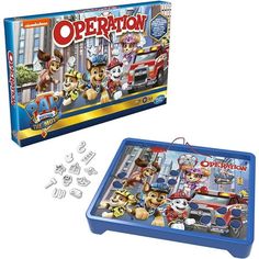 the operation board game is open and ready to be played with its owner's dog friends