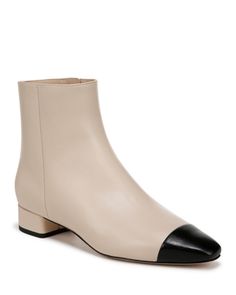 Veronica Beard Women's Cecile Booties Chic Beige Low Heel Booties, Classic Cream Boots For Formal Occasions, Elegant Beige Booties In Medium Width, Elegant Beige Booties With Medium Width, Elegant Beige Booties Medium Width, Elegant Cream Boots With Leather Sole, Beige Leather Booties With Low Heel, Beige Leather Low Heel Booties, Elegant Cream Boots With Flat Heel