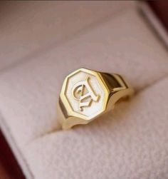 Letter A Ring, Gold Letter A, Engraved Signet Ring, Emerald Stone Rings, Ring Initial, Custom Signet Ring, Jewellery Shop Design