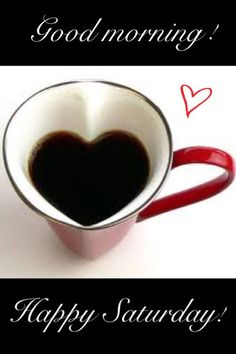 a red and white coffee cup with a heart shaped black liquid in the bottom, on a white background