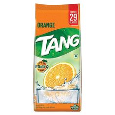 orange tang juice in a carton on a white background