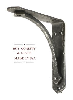 an iron hook with the words buy quality and style made in usa