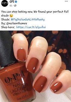 https://pin.it/5Nqm5Q01R Fall Nail Colors Opi, Opi Nail Polish Colors, Brown Nail Polish, Brown Nail, Fall Gel Nails, Cute Gel Nails, Thanksgiving Nails, Opi Nail Polish