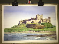 a painting of a castle on top of a hill