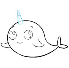 a cartoon whale with a unicorn horn on it's head