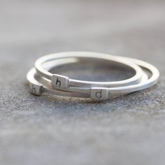 Initial ring with hand stamping - stackable sterling silver Stamp Ring, Colored Diamond Jewelry, Delicate Gold Jewelry, Modern Silver Jewelry, Diamond Wedding Jewelry, Gold Rings Stackable, Engagement Ring White Gold, Gold Jewelry Simple, Initial Ring