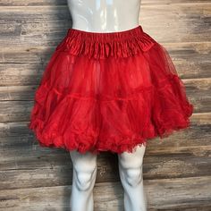 Leg Avenue Layered Tulle Petticoat Red Plus Size 1x-2x Polyester Pull On Closure New In Packaging! Red Summer Tulle Petticoat, Summer Red Tulle Petticoat, Red Ruffled Petticoat For Summer, Red Ruffled Summer Petticoat, Red Ruffled Skirt For Costume Party, Fitted Red Petticoat For Spring, Red Fitted Tulle Petticoat, Red Fitted Petticoat For Party, Tulle Petticoat