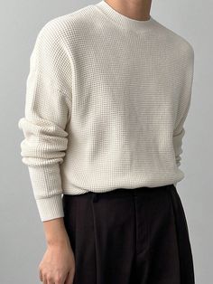 Men Solid Round Neck Drop Shoulder  Beige Sweater Apricot Casual  Long Sleeve Knitwear Plain Pullovers Slight Stretch Fall Men Clothing, size features are:Bust: ,Length: ,Sleeve Length: Apricot Sweater, Beige Pullover, Plaid Cardigan, Drop Shoulder Sweaters, Knitwear Men, Fashion Design Clothes, Beige Sweater, Men Clothing, Shoulder Sweater