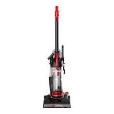 a red and black vacuum on a white background