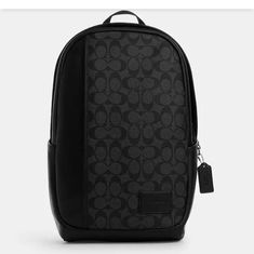 Mens Coach Backpack New Designer Black Backpack For Business, Designer Black Business Backpack, Black Coated Canvas Bag For School, Designer Black Backpack, Designer Black Backpack For School, Everyday Black Coated Canvas Backpack, Black Coated Canvas Backpack For School, Black Coated Canvas Backpack With Zipper, Black Backpack For On-the-go Use