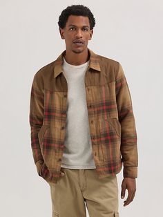 When cold weather arrives, you'll be reaching for our Men’s Sherpa Lined Shirt Jacket. It comes with everything you need to keep warm, including a shell made of cotton twill and sherpa lining for extra warmth. It features a regular fit that’s not too tight or too loose, pointed yokes in front and back with overlays, and plenty of pocket space for your essentials. Casual Cotton Utility Jacket For Outdoor Work, Rugged Relaxed Fit Outerwear For Outdoor, Plaid Cotton Outerwear For Outdoor Activities, Plaid Cotton Outerwear For Outdoor, Winter Outdoor Relaxed Fit Shacket, Winter Relaxed Fit Shacket For Outdoor, Casual Utility Jacket For Outdoor Work In Fall, Casual Utility Jacket For Fall Outdoor Work, Casual Fall Utility Jacket For Outdoor Work