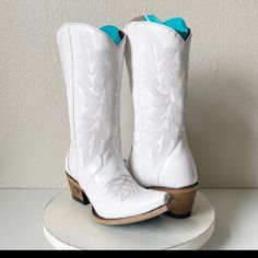 New Lane Boots Off The Record Midi Cowboy Boots Womens Size 7.5 White. Western White Boots With Stacked Heel, Western White Heeled Boots Wide Calf, White Western Heeled Boots With Wide Calf, White Western Heeled Boots For Wide Calves, White Western Wide Calf Heeled Boots, Western Style White Ankle Boots, White Western Boots With Almond Toe, White Western Ankle Heeled Boots, Western White Mid-calf Boots With Reinforced Heel