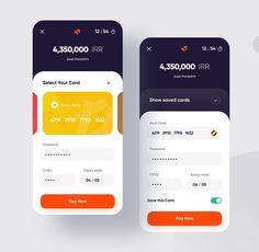 two mobile phone screens showing the same amount of credit cards as well as their numbers