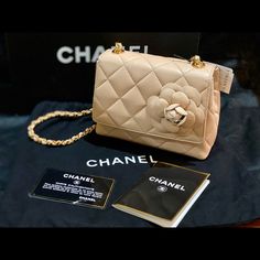 Chanel Pink Quilted Mini Camellia Flap Bag With Gold Tone Hardware. It Has A Single Chain~Link Shoulder Strap. Leather Lining And Single Interior Pocket. It Comes With Authenticity Card, Serial Number, Dust Bag, Care Card, And Box. Designer Compact Bag With Removable Pouch, Designer Compact Bags For Gifts, Designer Compact Gift Bags, Compact Designer Bags For Gifts, Compact Designer Gift Bags, Designer Compact Bag For Formal Occasions, Elegant Compact Leather Bag, Designer Compact Pink Bag, Formal Compact Bag With Original Box