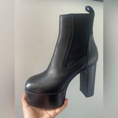 Black Leather,Panelled Design,Elasticated Side Panels, Pull-Tab At The Heel, Square Toe Platform Sole High Block Heel Composition Outer: Leather 100% Lining: Leather 100% Sole: Leather 100%, Rubber 100% Product Ids Brand Style Id: Rp21s3841lde Formal Pointed Toe Platform Boots With Rubber Heel Cap, Evening Calf Leather Platform Boots With Sculpted Heel, Evening Platform Boots With Calf Leather And Leather Sole, Designer Calf Leather Platform Boots For Formal Occasions, Formal Ankle Platform Boots With Rubber Heel Cap, Luxury Leather Sole Platform Boots For Evening, Evening Platform Boots With Calf Leather, Evening Platform Boots With Leather Sole, Elegant Black Platform Boots With Leather Sole