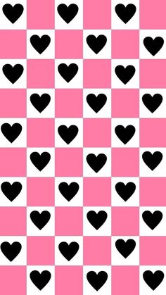 black hearts on pink and white checkerboard pattern photo backdrop for valentine's day