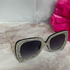 Hese Sunglasses Are New, They Are Beautifully Designed And Very Fashionable. They Are Well Made, Sturdy Frame And Are Designed With Silver Shiny Glitter. Glamorous Gold Sunglasses For Party, Glamorous Gold Party Sunglasses, Party Gold Sunglasses With Rhinestones, Gold Party Sunglasses, Glamorous Party Sunglasses With Gradient Lenses, Glamorous Party Sunglasses With Bling, Boho Sunglasses, Polarized Aviator Sunglasses, Red Glasses