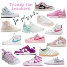 Trendy sneakers for girls. Back to school preppy girl shoes are so cute! Tween girl shoes, teenage girl shoes, little girl shoes Girls Nike Sneakers, Sneakers For Teenage Girl, Shoes For 10 Year Girl, Shoes Teenage Girl, Trending Shoes For Girls, Sneakers For Girls Casual, Shoes For Teenage Girl, Shoes For Teen Girls