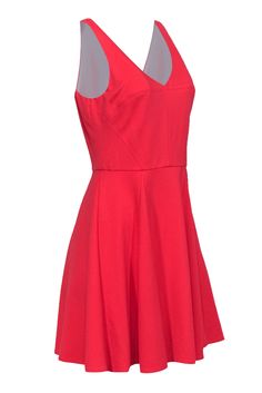 Go classically colorful with this bright frock from ABS by Allen Schwartz! The classic fit and flare dress is upgraded with a vibrant coral hue. Perfect for standing out at cocktail parties, outdoor weddings and everything in between. Add some glitz with sparkly pumps and statement earrings and you're bound to wow! Size L Shell: 63% Rayon, 32% Nylon Lining: 95% Polyester, 5% Spandex Concealed back zipper Lined bodice Fit and flare silhouette V-neckline Sleeveless Bust 36" Waist 31" Shoulder to h Sparkly Pumps, Outdoor Weddings, Cocktail Parties, Fit And Flare Dress, Fit Flare Dress, Fit & Flare, Cocktail Party, Flare Dress, Outdoor Wedding