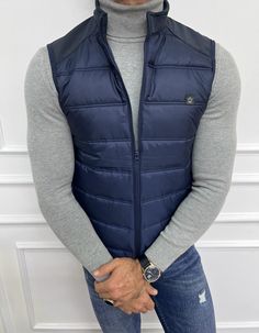 Bojoni Shagori Slim Fit Special Design Blue Vest | BOJONI Blue Vest, Blue Vests, Special Design, Fashion News, Fall Winter, Turtle Neck, Slim Fit, Blue, Clothes