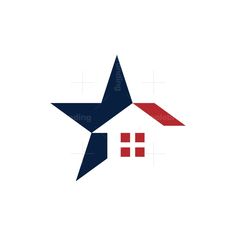 the star and house logo is shown in red, white, and blue with an arrow pointing