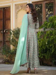 This is a beautiful 2-piece set. The set comes with printed & embroidery anarkali style gown has v neck, ankle length & full sleeves teamed organza dupatta with hand embroidery detailing. Total No of Set-2 Kurta Fabric: Chanderi Dupatta Fabric-Organza Work Done on Kurta- Print & embroidery detailing. Kurta Length-Ankle Length Sleeve Length: Full Sleeves Neck: V Neck Style: Anarkali Color: Blue & Maroon Occasion: Party Wear Washing Instructions: Hand Wash or Dry Clean Festive Full-length Embroidered Dupatta, Designer Ankle-length Dresses For Eid, Eid Anarkali V-neck Dress, Long Unstitched Embroidered Anarkali Set, Unstitched Long Anarkali Set With Embroidery, Unstitched Long Embroidered Anarkali Set, Diwali V-neck Anarkali Set With Printed Motifs, Long Sleeve Gown With Dabka Work For Eid, Traditional Full Length Gown With Resham Embroidery