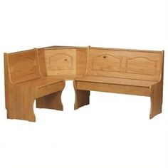 a wooden bench with two benches built into it