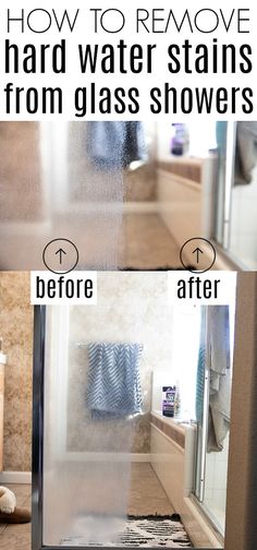 how to remove hard water stains from glass shower doors before and after cleaning the bathroom