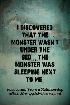 a black and white photo with the words i discovered that the monster was under the bed