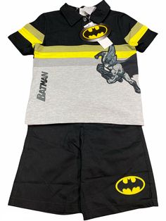 Batman Boys 2 Pieces short and Polo Set, Light Gray Heather 1 Short Sleeve Polo  1 Short  23G(Kids-04)-02 Track Page Views With Auctiva's Counter Batman Hoodie, Batman Outfits, Batman Kids, Kids Costumes Boys, Hoodie Set, Thermal Shirt, Yellow Shirts, Sweatshirt Set, Activewear Sets