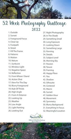 the 52 week photography challenge list