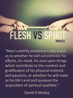 two hands pulling a rope with the caption flesh vs spirit