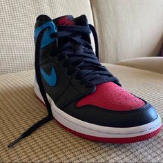 Price Drop “Jordan 1 Retro High Nc To Chi Leather (W)” I Got This Pair A Couple Of Months Ago But Haven’t Worn Them Much (Just Never Really Reached For Them). They’re In Good Condition With Minimal Signs Of Wear (The Last Pic Shows A Small Blue Mark On The Left Shoe). They’re A Women’s 6.5 And I Think A 5 In Men’s. They’re Super Cute And Can Go With So Many Different Outfits!! Comes With Original Box Too!! Hmu If You Have Questions #Jordans #Jordan1 #Nike Nike Jordan Casual Leather Shoes, Nike Multicolor Leather Basketball Shoes, Nike Jordan Leather Shoes With Rubber Sole, Nike Jordan Leather Shoes With Contrast Sole, Nike Leather High-top Sneakers With Red Sole, Nike Jordan Shoes With Leather And Red Sole, Nike Leather Basketball Shoes With Red Sole, Multicolor Leather Basketball Shoes With Cushioned Footbed, Shoes Jordan 1