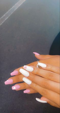 Cute Simple Coffin Acrylic Nails, Match Nail Ideas, Best Friend Acrylic Nails Matching, Nails Acrylic For Best Friends, Nails Acrylic Matching