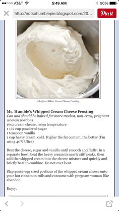 the recipe for whipped cream cheese frosting