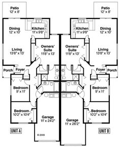 the floor plan for a four bedroom apartment with three bathrooms and an attached kitchen area