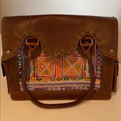 This Is A Vintage One Of A Kind Vintage Addiction Leather And Hand Beaded Bag. It Has Never Been Used And Includes A Dust Bag. Hand Beaded Bag, Bead Bag, Beaded Bag, Bead Leather, Beaded Bags, Hand Beading, Saddle Bags, Travel Bags, Size 20