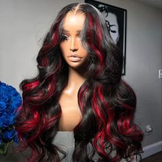 Hair Color Red Highlights, Red Hair With Highlights, Wigs Glueless, Hair Patterns, Human Hair Color, Blonde Lace Front Wigs, Short Hair Wigs, Colored Wigs