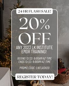 🎄✨24 HOURS ONLY!✨🎄 🎁 20% OFF ANY LK Institute 2023 EMDR Training! 🎁 Promo Code: LKFLASH20 🎁 Sale beings on Thursday 12/22/2022 @ 9am/AZ time and ends on 12/23/2022 @ 9am/AZ time! 👉 Visit www.lkinstitute.com to register today! 👉 Be sure to follow @LKINSTITUTE on Instagram ⚠️ Non-refundable ⚠️ Must be a licensed clinician to be eligible for promo . . . #giveaway #emdrtraining #emdr #emdrtherapist #emdrtherapy #recovery #recoveryispossible #truehealing #hope Emdr Training, 20 % Off, Promo Codes, Healing, Coding, Train, Instagram