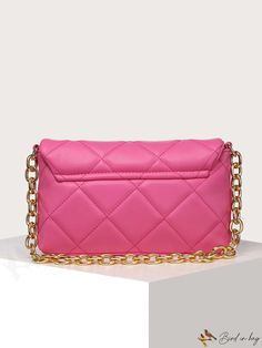 BirdinBag - Stylish Quilted Flap Square Bag with Stud Accents Shopping Clutch Bag With Chain Strap, Pink Shoulder Bag For Errands, Pink Mobile Phone Shoulder Bag For Errands, Pink Large Capacity Clutch Shoulder Bag, Pink Clutch For Mobile Phone, Pink Shoulder Bag With Chain Strap For Travel, Pink Rectangular Clutch With Adjustable Strap, Pink Mobile Phone Clutch Bag, Pink Shoulder Evening Bag For Travel