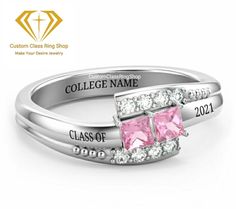 Personalized College Graduation Ring, Custom Class | Custom Class Ring for woman | Graduation Ring semi-fine jewelry ✥ 𝐌𝐚𝐢𝐧 𝐒𝐭𝐨𝐧𝐞 𝐃𝐞𝐭𝐚𝐢𝐥𝐬 ↣ Shape: square cut ↣ Making Process: Handmade - Crafted by our experienced team ✥ 𝐑𝐢𝐧𝐠 𝐃𝐞𝐭𝐚𝐢𝐥𝐬 ↣ Metal Purity: Solid Gold (10KT, 14KT, 18KT); Silver (925 Sterling, 935 Argentium), 950 Platinum ↣ Metal Tone: Yellow, White, Rose ↣ Stamp/Hallmark: Yes ❃ 𝐒𝐩𝐞𝐜𝐢𝐚𝐥𝐭𝐲 𝐚𝐧𝐝 𝐍𝐨𝐭𝐞𝐬 ↣ Customized Designer Jewelry. ↣ Updating every step of your ordered jewelry. ↣ All listed jewelry in our stores is made to order. ↣ Make jewelry and stone when order placed as all are handmade customization items, so we didn't have in stock. ↣ Listed items images are taken in 12US ring size CAD. ↣ If you order it, we can make the same with the Customizable Elegant Diamond Rings, Elegant Customizable Diamond Rings, Square Cut Birthstone Promise Ring, Rectangular Birthstone Ring For Anniversary, Square Diamond Jewelry For Anniversary, Pink Rectangular Rings For Anniversary, Square Cut Diamond Ring Gift, Square Cut Diamond Ring For Anniversary, Silver Square Promise Ring