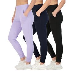 Ladies, get ready to elevate your workout game with our 4-pack of Women's High Waisted Jogger Leggings! Perfect for any activity, our jogger leggings provide the ultimate combination of comfort and style. Designed with the latest trends in mind, our high waisted jogger leggings feature a cuff at the ankle and a high-waisted fit that will flatter your curves and keep you feeling confident. With a tummy control panel and compression technology, you'll feel supported and comfortable all day long. O Women's Athleisure, Jogger Leggings, High Waisted Joggers, Athleisure Joggers, Tapered Sweatpants, Athletic Sweatpants, Athleisure Women, Casual Sweatpants, Waist Workout