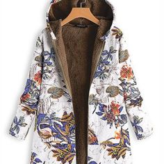 Add Cozy Warmth And A Pop Of Pattern To Your Ensembles With This Zip-Up Hoodie That Features A Rich Floral Print And A Soft Plush Lining. Side Pockets Provide Hands-Free Convenience. Size Note: This Item Runs Small. Ordering One Size Up Is Recommended. (* This Is The Statement From The Product Company, But I Didn't Feel It Ran That Small.) Size S: 31.5'' Long From High Point Of Shoulder To Hem Zip Closure Woven Lined 100% Polyester Machine Wash; Hang Dry Imported Warm Cotton Outerwear For Spring, Navy Clothing, Plain Coats, Hooded Coats, Floral Coat, Casual Outwear, Vintage Coats, Long Sleeve Outerwear, Plus Size Coats