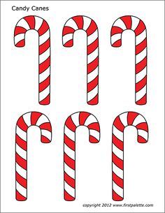 four candy canes are shown in red and white striped paper with the words candy canes on them